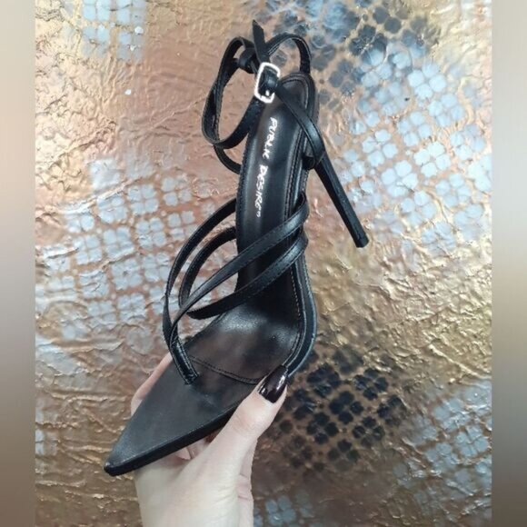 NWT Public Desire Faux Leather Strappy Stilettos - Picture 14 of 15